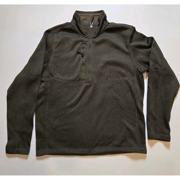 Landway Kodiak Herringbone Quarter Zip Sweater Knit Fleece Medium Mens Black Tan - Picture 2 of 8